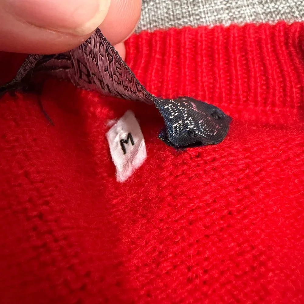 Burberry Men’s Bright Red V-Neck Sweater - Picture 3 of 11